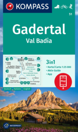 Wandelkaart Gadertal / Val Badia | Kompass 51 | 1:25.000 | ISBN 9783991217565