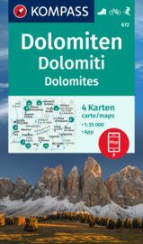 Wandelkaart - Fietskaart Dolomieten | Kompass 672 - 4 - delige set | 1:35.000 | ISBN 9783991217589