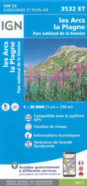 Wandelkaart Les Arcs, La Plagne, Tignes, Bourg-St.-Maurice | NP De La Vanoise | IGN 3532 ET - IGN 3532ET
