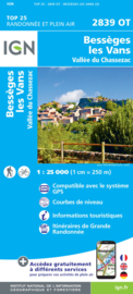 Wandelkaart Besseges -Les-Vans -Vallee la Chassezac | Cevennen - Ardeche | IGN 2839OT - IGN 2839 OT | ISBN 9782758545460