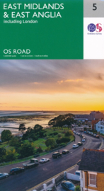 Wegenkaart East Midlands & East Anglia inclusief Londen | Ordnance Survey road map 5 | 1:250.000 | ISBN 9780319263778