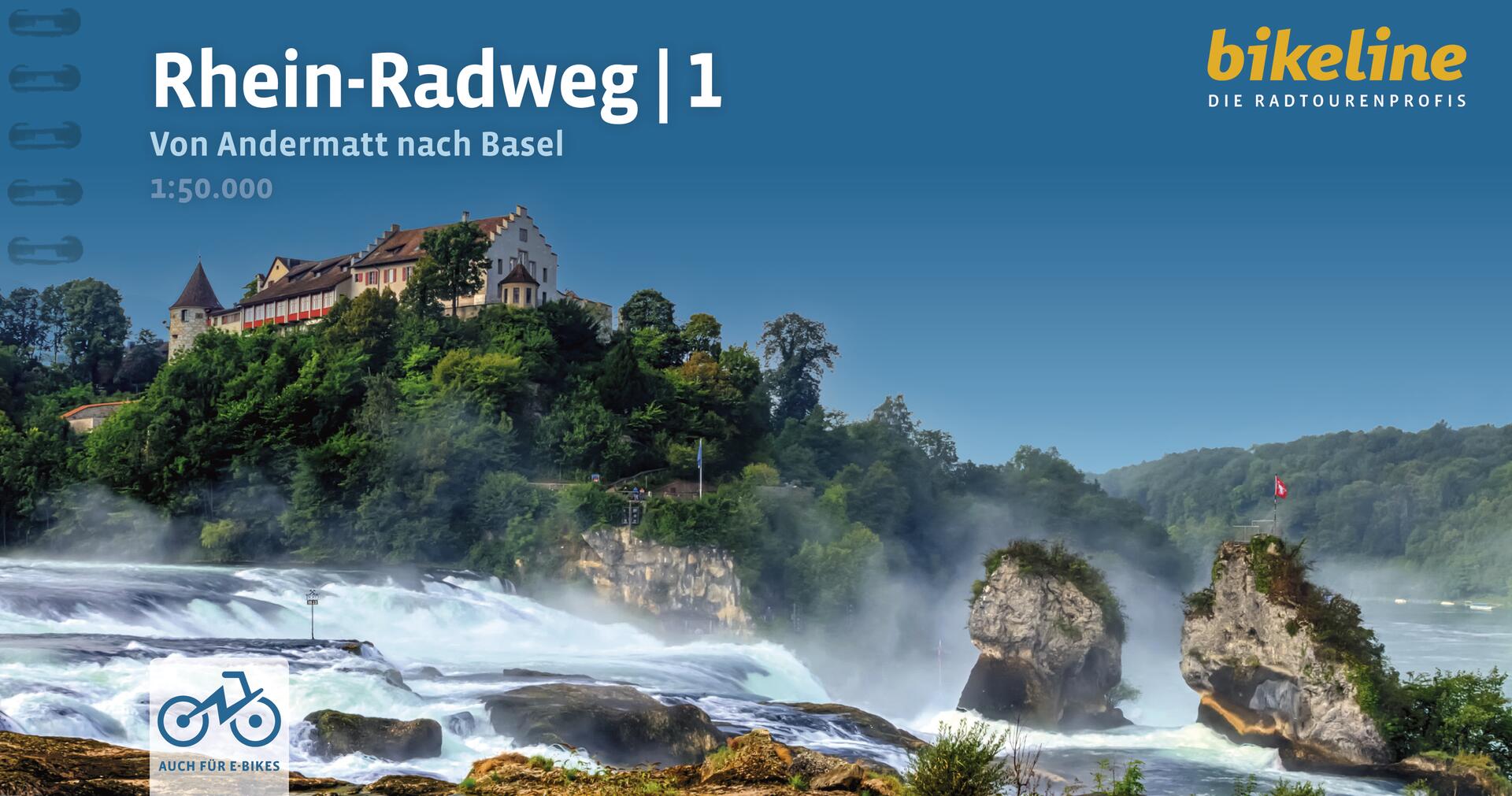 Fietsgids Rhein Radweg 1 - 425 km. | Bikeline | Andermat - Basel | ISBN 9783711103079