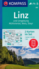Wandelkaart Linz - Wels - Steyr | Kompass 202 | 1:50.000 | ISBN 9783990444863
