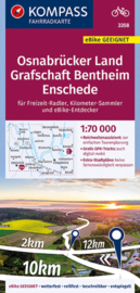 Fietskaart Osnabrücker Land, Grafschaft Bentheim | Kompass 3358 | 1:70.000 | ISBN 9783991211471