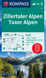 Wandelkaart Zillertaler Alpen - Tuxer Alpen | Kompass 37 | 1:50.000 | ISBN 9783991215981