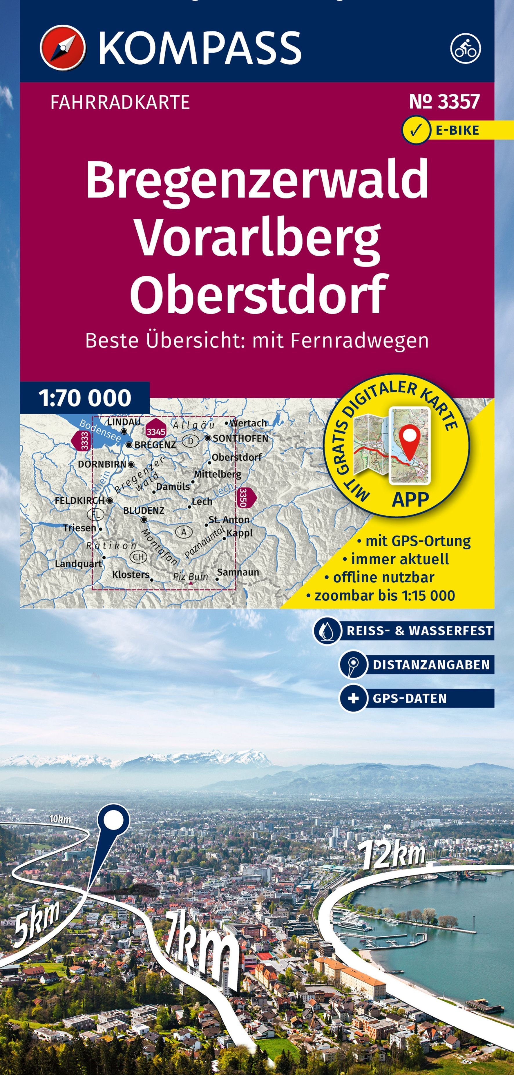 Fietskaart  Bregenzerwald - Vorarlberg - Oberstdorf | Kompass 3357 | 1:70.000 | ISBN 9783991543497