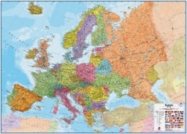 Wandkaart Europa - papier | Maps International | 1:4,3 miljoen | ISBN 9781903030561