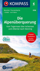 Wandelkaart Die Alpenüberquerung | Kompass 2556 | 1:50.000 | ISBN 9783990448656
