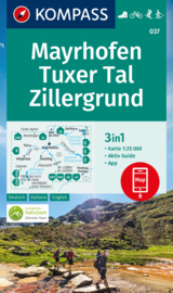 Wandelkaart Mayrhofen Tuxer Tal Zillergrund | Kompass 037 | 1:25.000 | ISBN 9783991217664