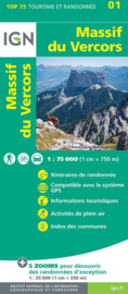 Wandelkaart - Fietskaart Massif du Vercors | IGN TOP 75 nr. 1 | ISBN 9782758554714