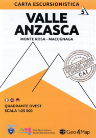 Wandelkaart Valle Anzasca west - Monte Rosa - Macugnaga | Geo4Map kaart 5 | 1:25.000 | ISBN 9788899606084