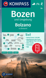 Wandelkaart Bozen und Umgebung : Bolzano e dintorni | Kompass 54 | 1:50.000 | ISBN 9783991217404