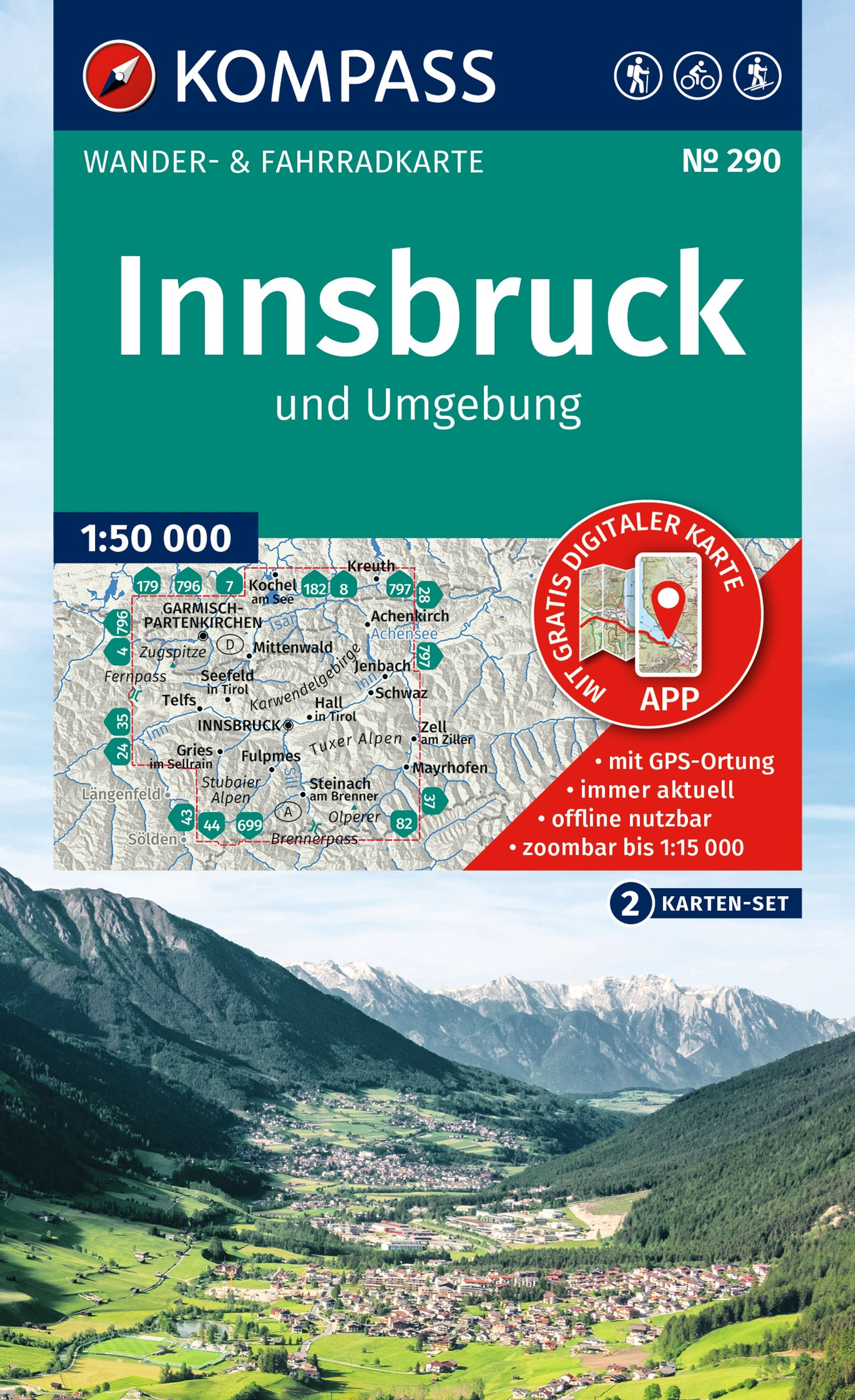 Wandelkaart Innsbruck | Kompass 290 | 1:50.000 | ISBN 9783991541509