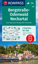 Wandelkaart Bergstraße-Odenwald-Neckartal (2 delige set) | 1:50.000 | Kompass 827 | ISBN 9783991219989