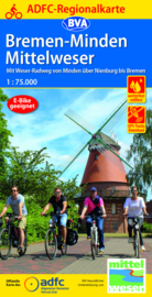 Fietskaart Bremen-Minden Mittelweser | BVA - ADFC | 1:75.000 | ISBN 9783969900499