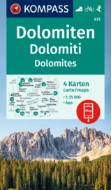 Wandelkaart - Fietskaart Dolomieten | Kompass 672 - 4 - delige set | 1:35.000 | ISBN 9783991541684
