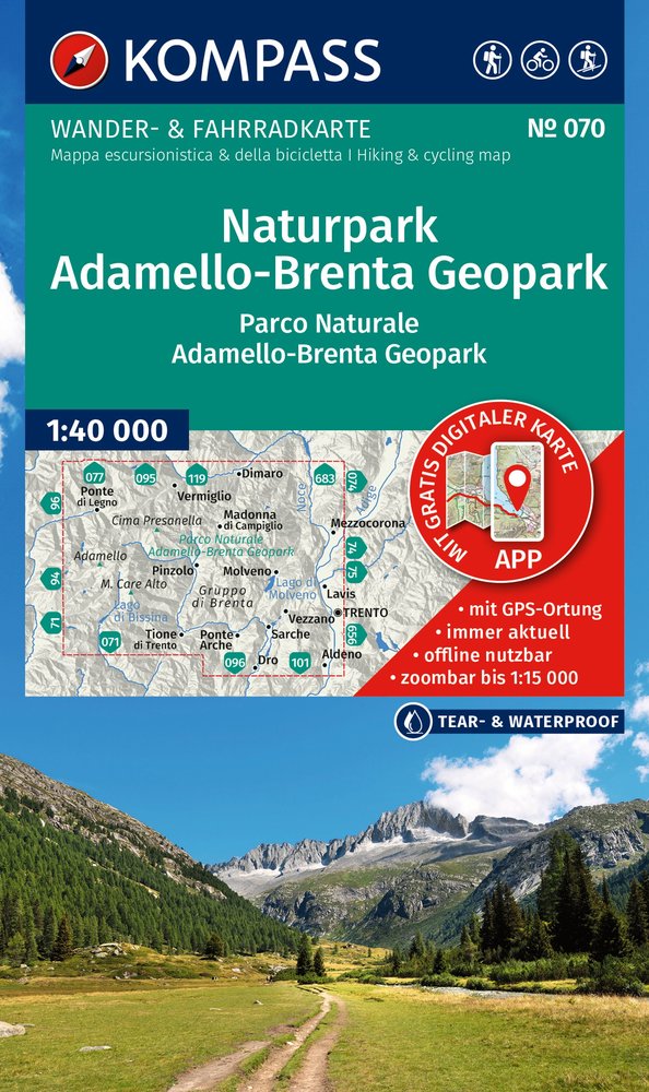 Wandelkaart Naturpark-Parco Naturale Adamello-Brenta | Kompass 070 | 1:40.000 | ISBN 9783991543251