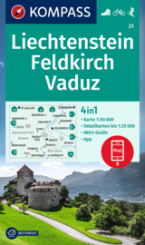 Wandelkaart Liechtenstein - Feldkirch - Vaduz | Kompass 21 | 1:50.000 | ISBN 9783991215059