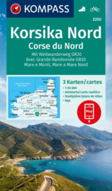 Wandelkaart - Fietskaart Corsica-Noord - Korsika Nord | Kompass 2250 | 3-delige kaartenset | ISBN 9783991218975
