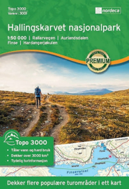 Wandelkaart Hallingskarvet nasjonalpark : Rallarvegen - Aurlandsdalen - Finse - Hardangerjøkulen | Nordeca 3001 Topo 3000 | ISBN 7046660030011