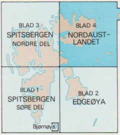 Landkaart Spitsbergen - Svalbard noordoost :  Kaart nr. 04 | 1:500 000 | Norsk Polarinstitutt | Svalbardkart |  7046660088661