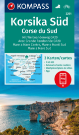 Wandelkaart - Fietskaart Corsica-Zuid - Korsika Süd  | Kompass 2251 | 3 delige kaartenset | ISBN 9783991218067