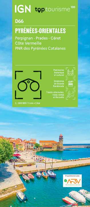 Wegenkaart - Fietskaart Pyrénées-Orientales - Perpignan Prades Céret | IGN D66 | 1:100.000 | ISBN 9782758553366