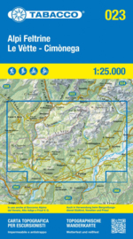 Wandelkaart Alpi Feltrine-Le Vette - Cimonega | Tabacco 23 | 1:25.000 | ISBN 9788883151705