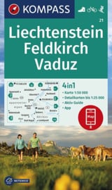 Wandelkaart Liechtenstein - Feldkirch - Vaduz | Kompass 21 | 1:50.000 | ISBN 9783990446324
