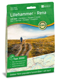 Wandelkaart Lillehammer - Rena | Nordeca 3008 Topo 3000 | ISBN 7046660030080