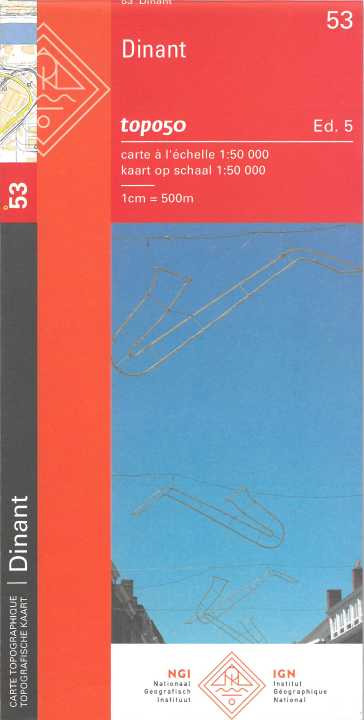 Topografische kaart NGI 53 Dinant | 1:50.000 - ISBN 9789462356085