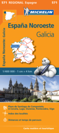 Wegenkaart Galicia - Santiago de Compostela - Vigo - La Curuna (Galicië) noordwest Spanje | Michelin 571 | ISBN 9782067184077