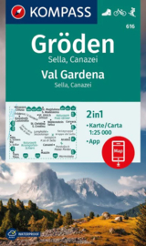 Wandelkaart Gröden - Val Gardena - Canazei - Sella | Kompass 616 | 1:25.000 | ISBN 9783991540632