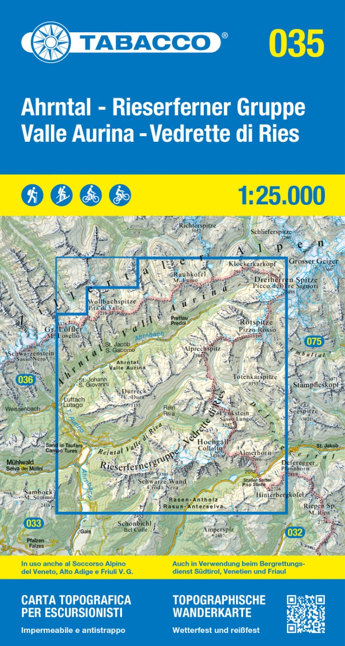 Wandelkaart Valle Aurina - Ahrntal | Tabacco 35 | 1:25.000 | ISBN 9788883152061