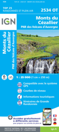 Wandelkaart Monts du Cezallier | PN Volcans D`Auvergne | IGN 2534 OT - IGN 2534OT