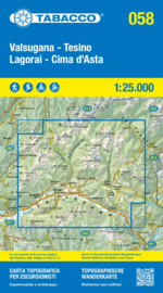 Wandelkaart Wandelkaart Valsugana - Tesino - Lagorai - Cima d'Asta  | Tabacco 58 | 1:25.000 |  ISBN 978888315972