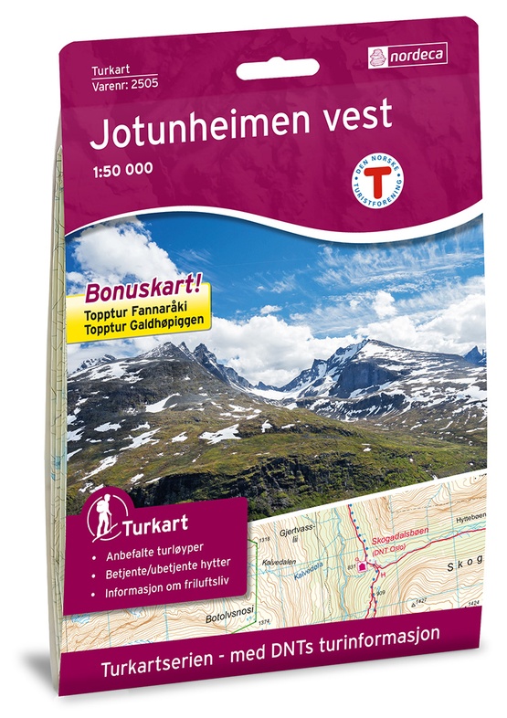 Wandelkaart Jotunheimen West - Vest 2505 | Nordeca | 1:50.000 | ISBN 7046660025055