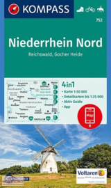 Wandelkaart Niederrhein Nord / Reichswald | Kompass 752 | 1:50.000 | ISBN 9783990443163