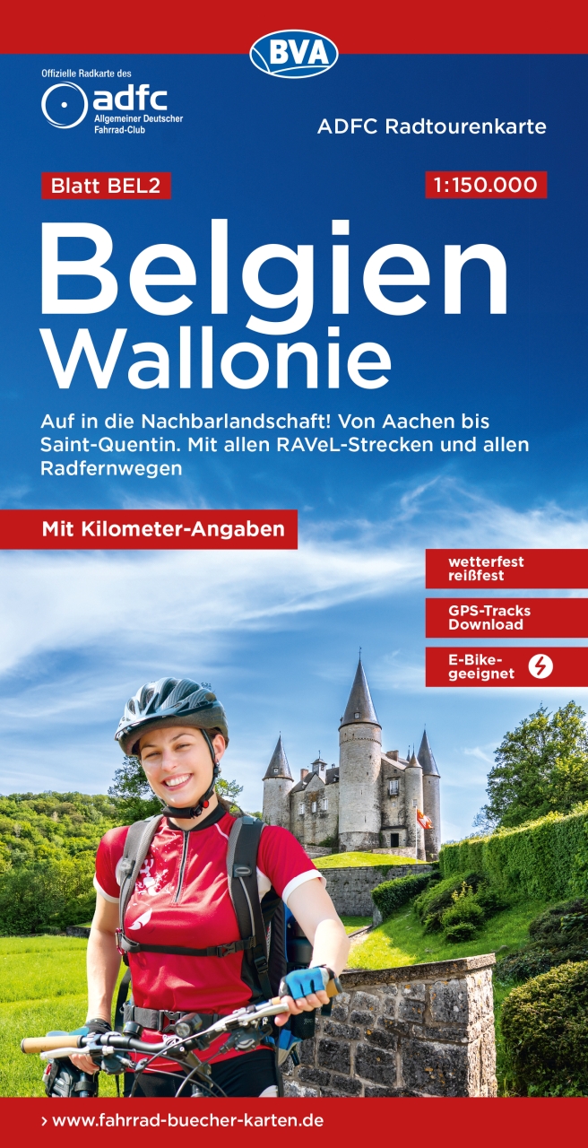 Fietskaart België - Wallonië | ADFC | 1:150.000 | ISBN 9783969902585