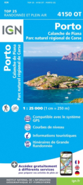 Wandelkaart Porto, Calanche du Piana, Evisa, PNR de la Corse |  Corsica -  IGN 4150OT - 4150 OT