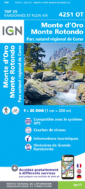 Wandelkaart Monte d Oro, Monte Rotondo, Soccia, Vizzavona, Venaco, PNR de la Corse | Corsica - IGN 4251OT - IGN 4251 OT