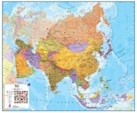 Wandkaart Azië - Gelamineerd + ophangsysteem | Maps International | 1:11 miljoen | ISBN 9781904892106