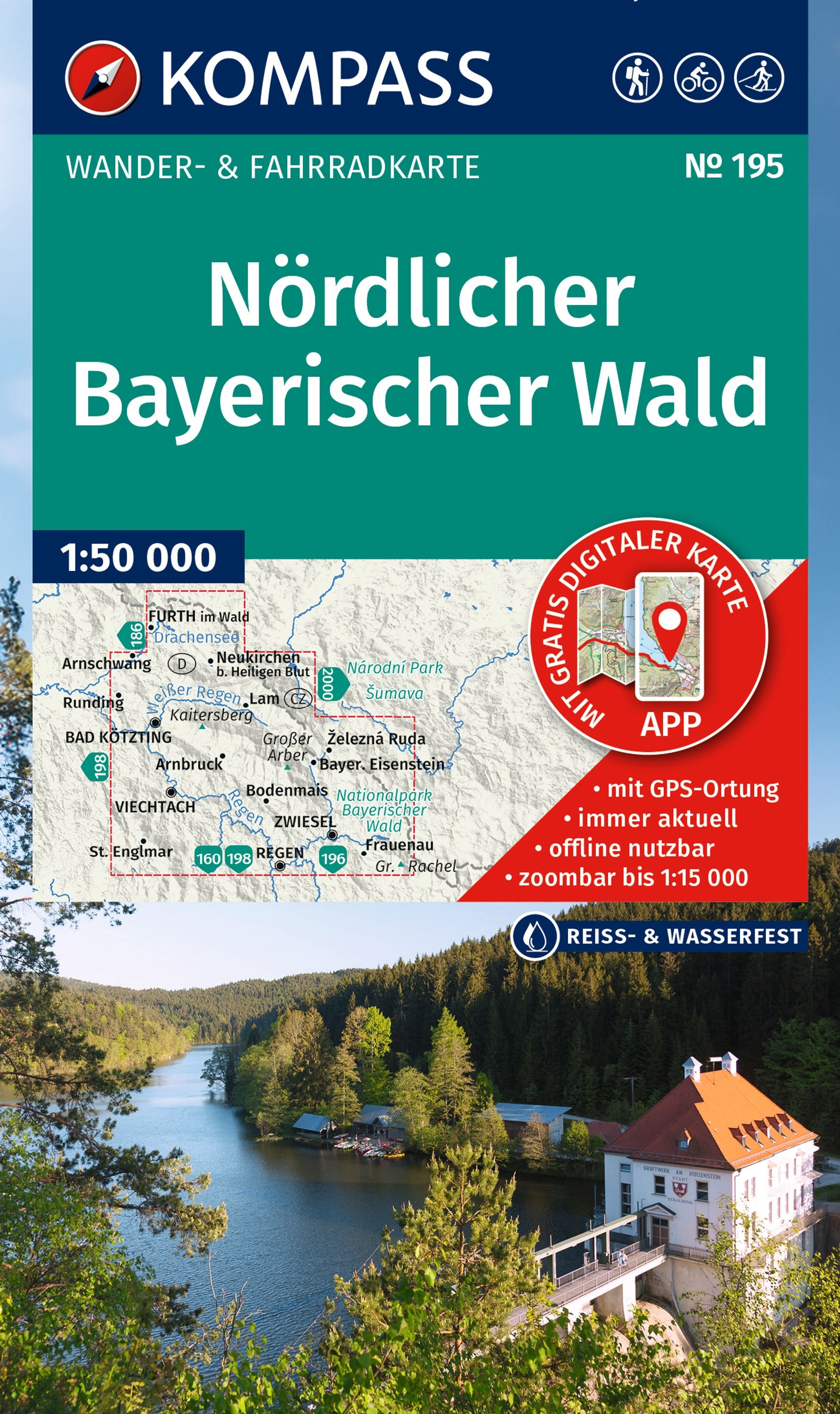Wandelkaart Nördlicher Bayerischer Wald | Kompass 195 | 1:50.000 | ISBN 9783991543633