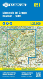 Wandelkaart Monte Grappa - Bassano - Feltre - Dolomieten | Tabacco 51 | 1:25.000 | ISBN 9788883151910