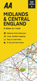Wegenkaart Midlands & Central England nr. 5 | AA Publishing | 1:200.000 | ISBN 9780749582845