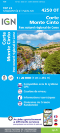 Wandelkaart Corte, Monte Cinto, Calacuccia, PNR de la Corse  | Corsica - IGN 4250OT - IGN 4250 OT