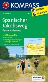 Wandelkaart Jacobsweg Spanje - Spanischer Jakobsweg | Kompass 133 | 1:100.000 | ISBN 9783850267076
