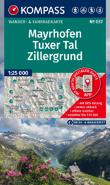 Wandelkaart Mayrhofen Tuxer Tal Zillergrund | Kompass 037 | 1:25.000 | ISBN 9783991545156