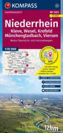 Fietskaart Niederrhein | Kompass 3323 | 1:70.000 | ISBN 9783991544685