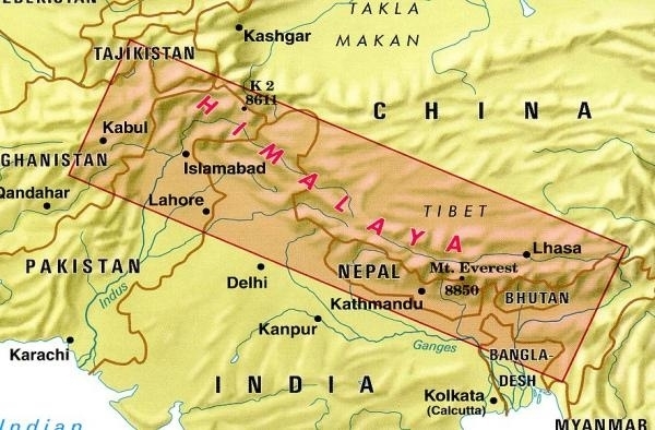 himalaya kaart Wegenkaart Himalaya: Tibet, Kashmir, Nepal, Sikkim, Bhutan 